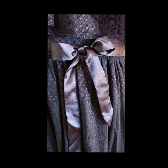 Lulu's Adorable Event Navy Blue Mesh One-Shoulder Swiss Dot Mini Dress - Picture 7 of 15